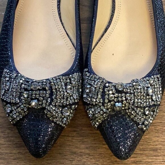 Tory Burch Vanessa Crystal Bow Flats Women’s Size 9.5 Ballet Shoes Designer - Picture 4 of 6